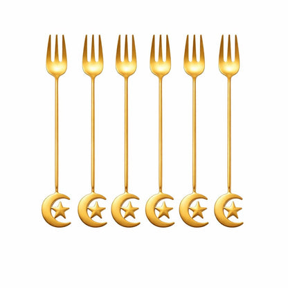 Dessertvorken goud 6 stuks 16 cm