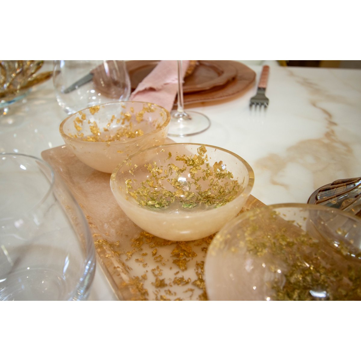 Aperitief set 3 kopjes glitterhars schotel