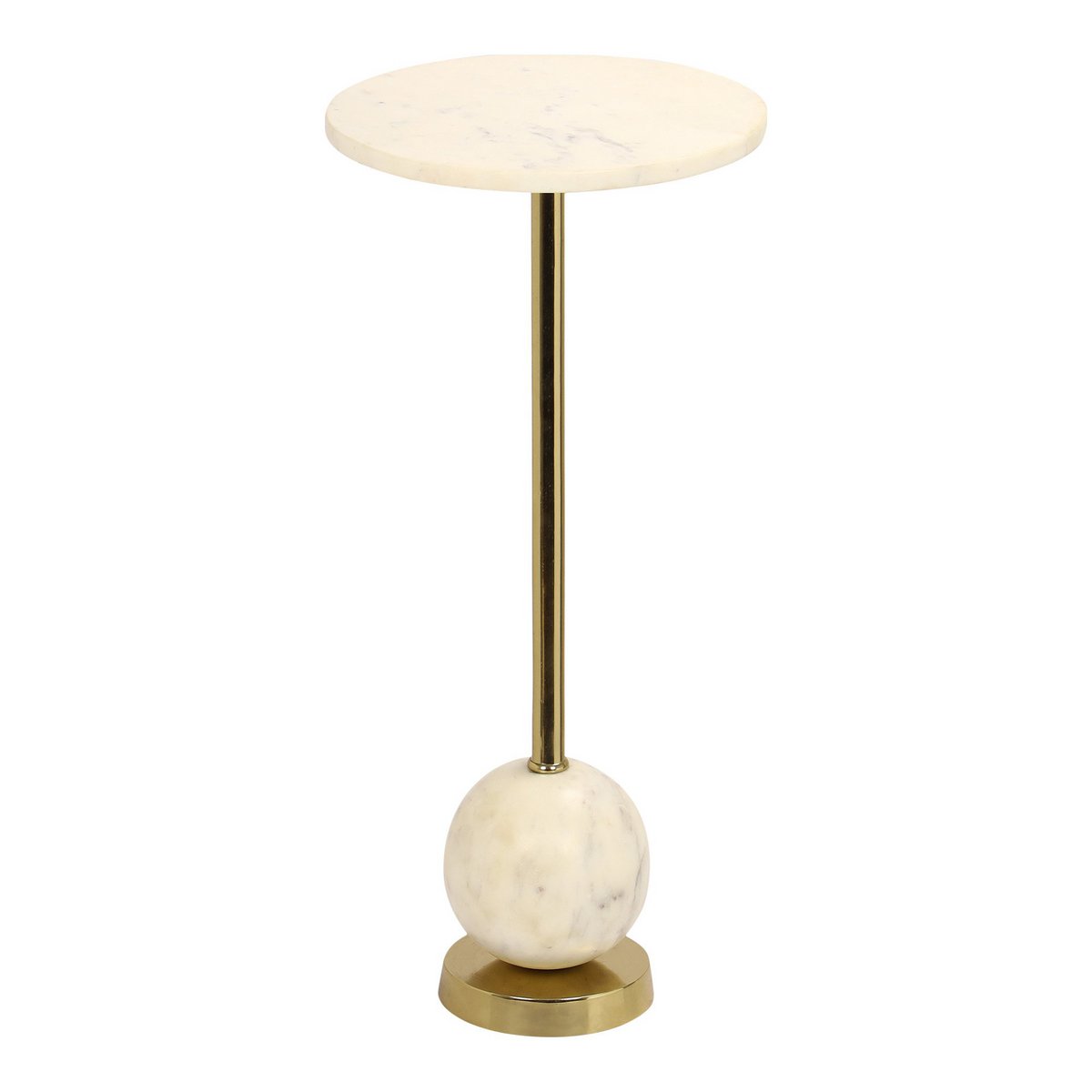 Salo Bijzettafel Messing En Marmer 25x54 Cm Elegant Ronde