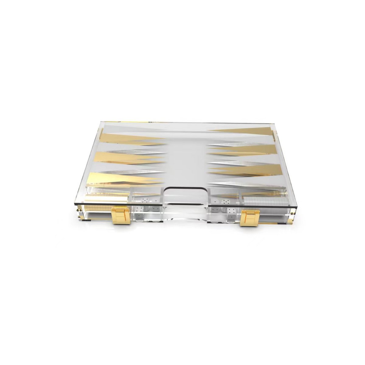 Backgammon spel acryl wit goud