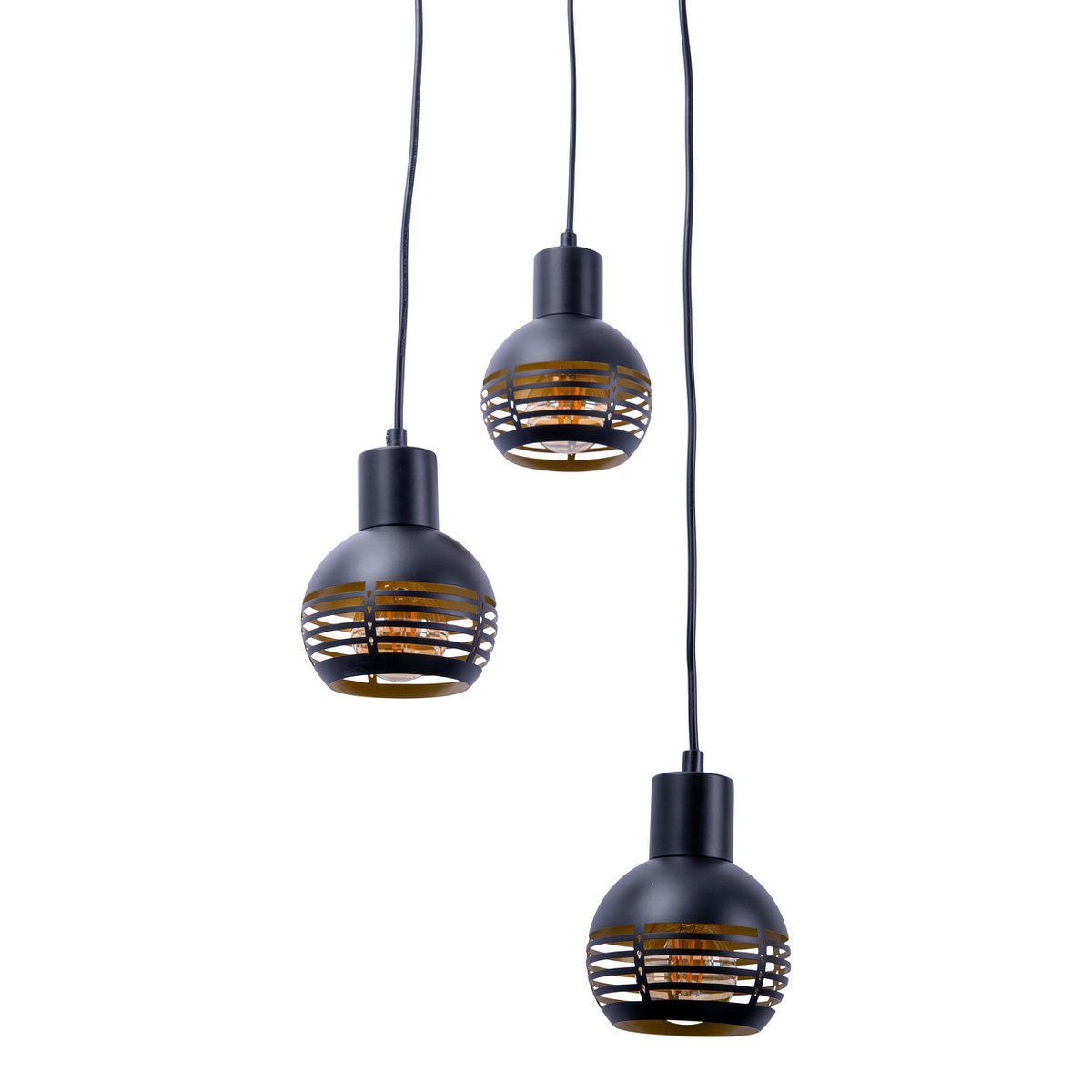 Casco 3-Zits Hanglamp Zwart Goud Met E27 Fitting Woonkamer