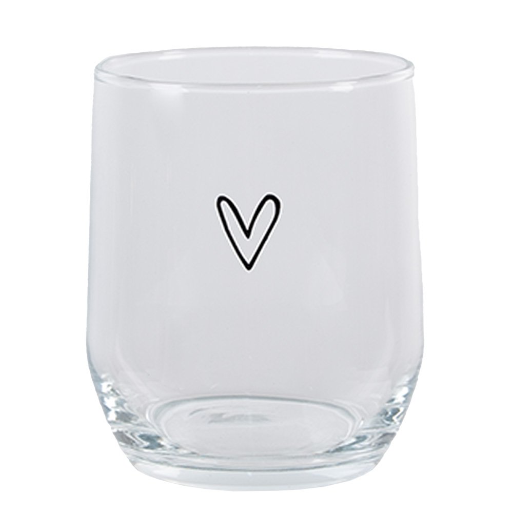 Water Glass Heart 300 ml Transparent Glass Drinking Cup