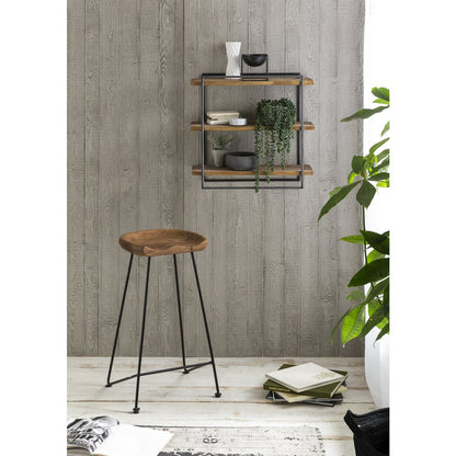 Barkruk acaciahout metaal 42x38x76 cm