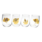 Waterglazen goudblad set van 4 transparant 8.5x8.5x11 cm