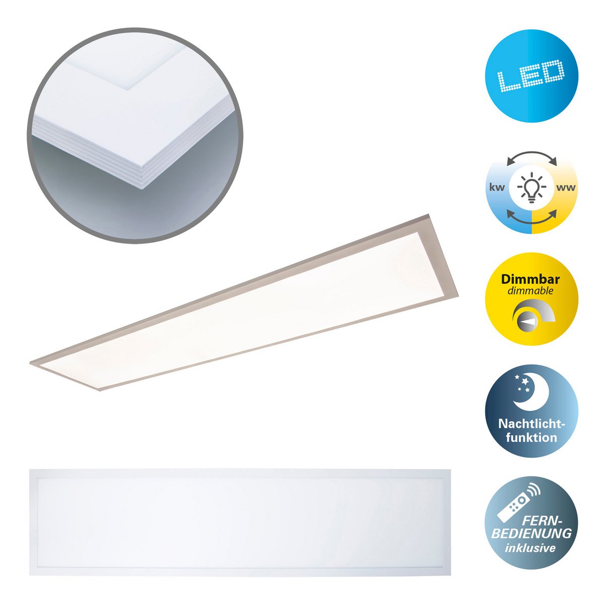 Led Paneel Plafondlamp Nico Wit Met Vaste Led En Functies