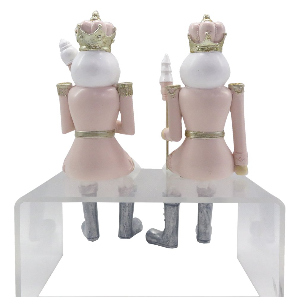 Notenkraker beeld set van 2 roze wit kunststof 6x6x12 cm