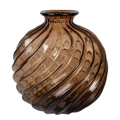Vaas Ø 24x25 cm Bruin Glas
