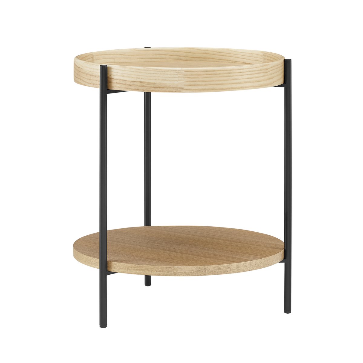 Bijzettafel Ø 44 cm eiken MDF zwart