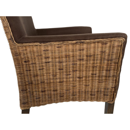 Rattan Stoel Eetkamerstoel Armlehner Fauteuil Bilbao Bruin