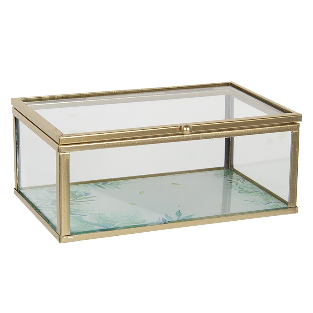 Juwelendoosje 14x8x6 cm glas metaal