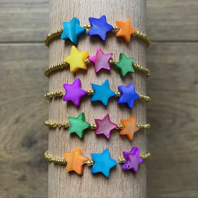 Luna Leena Kinderarmband Sterren Veelkleurig Nepal Gemaakt
