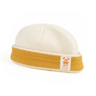 Newborn hat in white and honey organic cotton