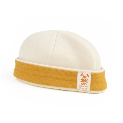 Newborn hat in white and honey organic cotton