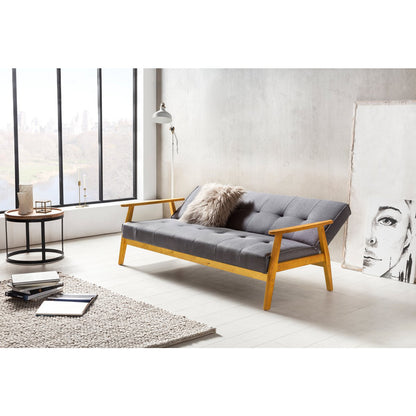 Slaapbank 190x85x81 cm donkergrijs geweven stof eucalyptus