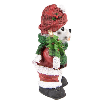 Dog Figurine 15 cm Red Green Plastic Christmas Decoration