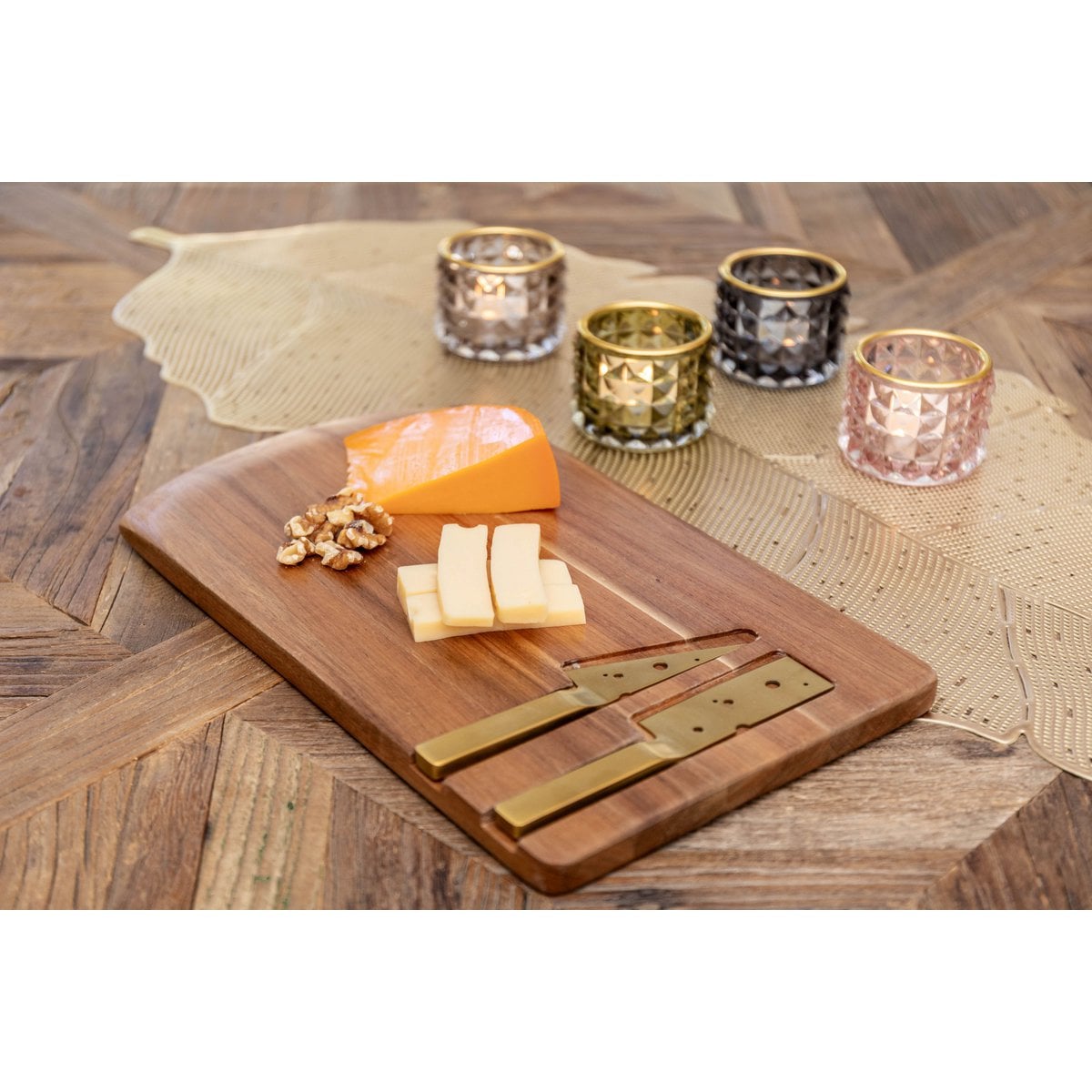 Kaasplank 35x20 cm hout met 2 messen