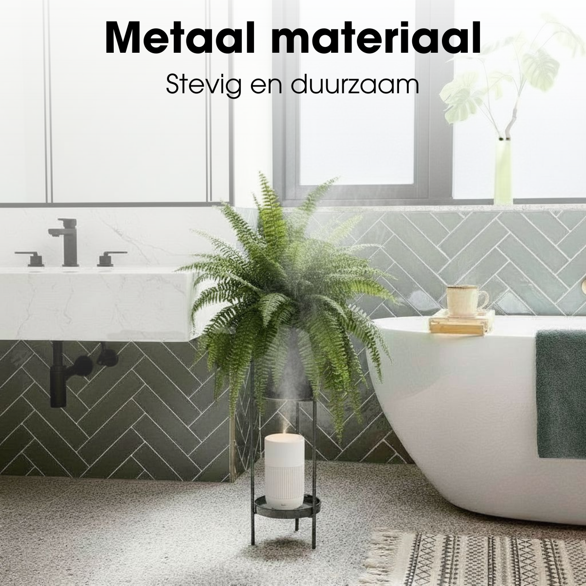 Bloempot standaard 19x60 cm ijzer zwart
