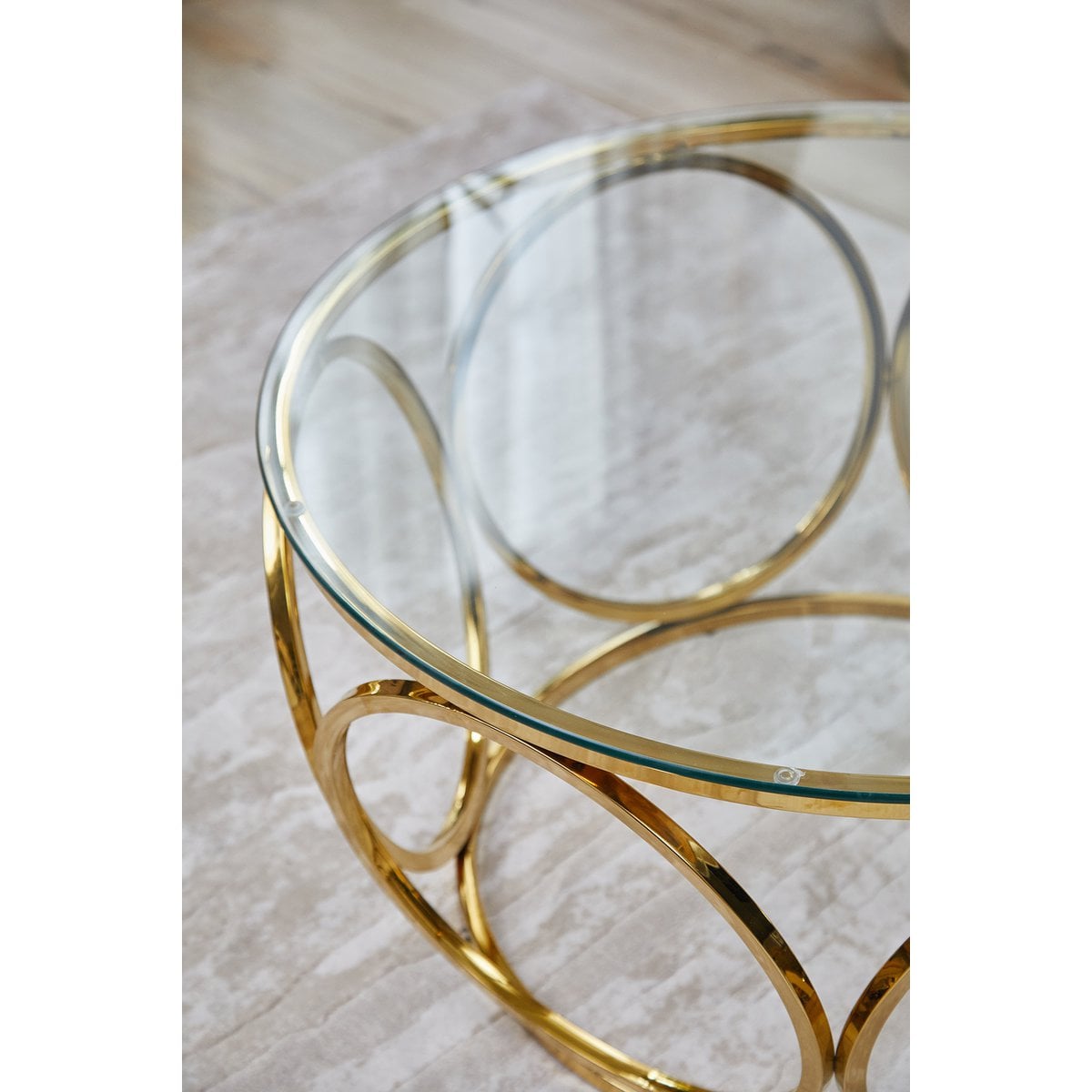 Salontafel Ø 80x40 cm goud glas