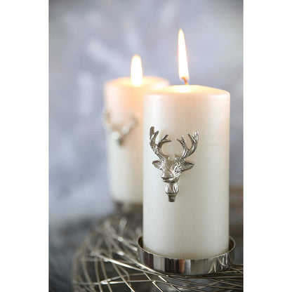 Kandelaars set van 3 elanden 6 cm vernikkeld aluminium