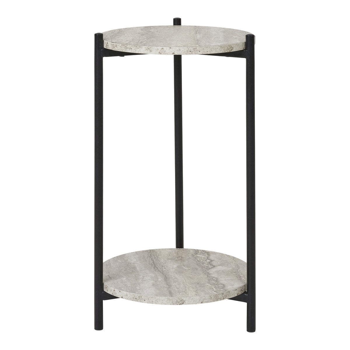 Bijzettafel Ø27x46 cm staal MDF zwart beige