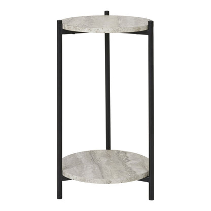 Bijzettafel Ø27x46 cm staal MDF zwart beige