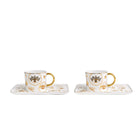 Koffiekopjes set van 2 goud 250 ml keramiek