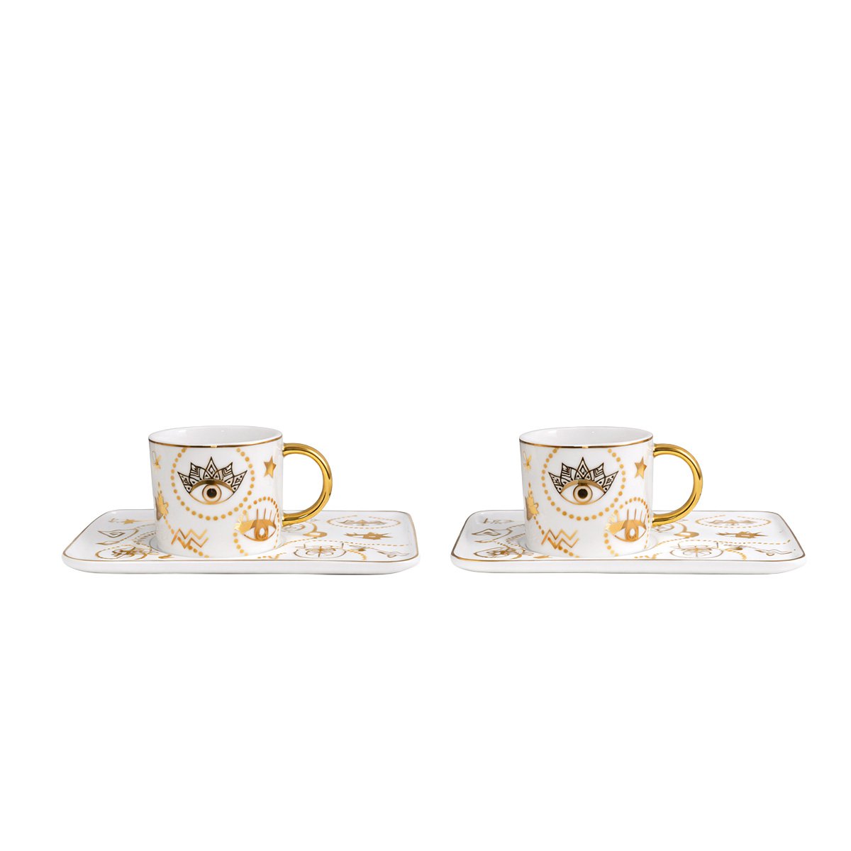 Koffiekopjes set van 2 goud 250 ml keramiek