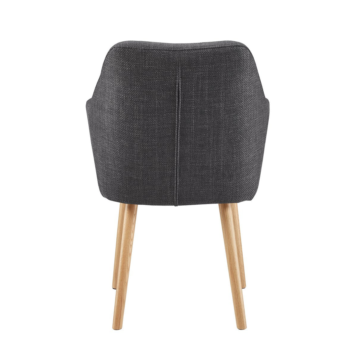 Fauteuil structuurstof donkergrijs massief eikenhout