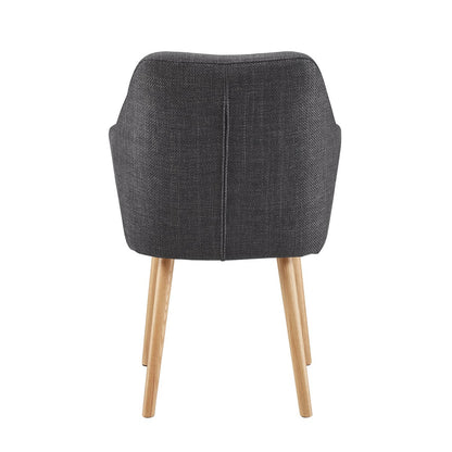 Fauteuil structuurstof donkergrijs massief eikenhout