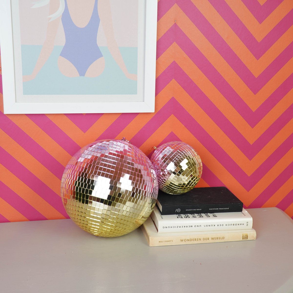 Kersthanger discobal roze goud 25x25x25 cm