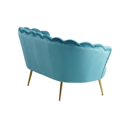 Schelpenbank fluweel blauw 136x77x78 cm