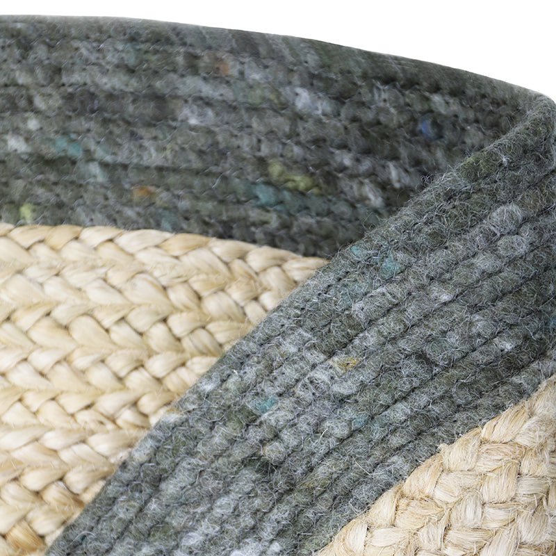 Vloerkleed jute wol Ø110 cm olijfgroen