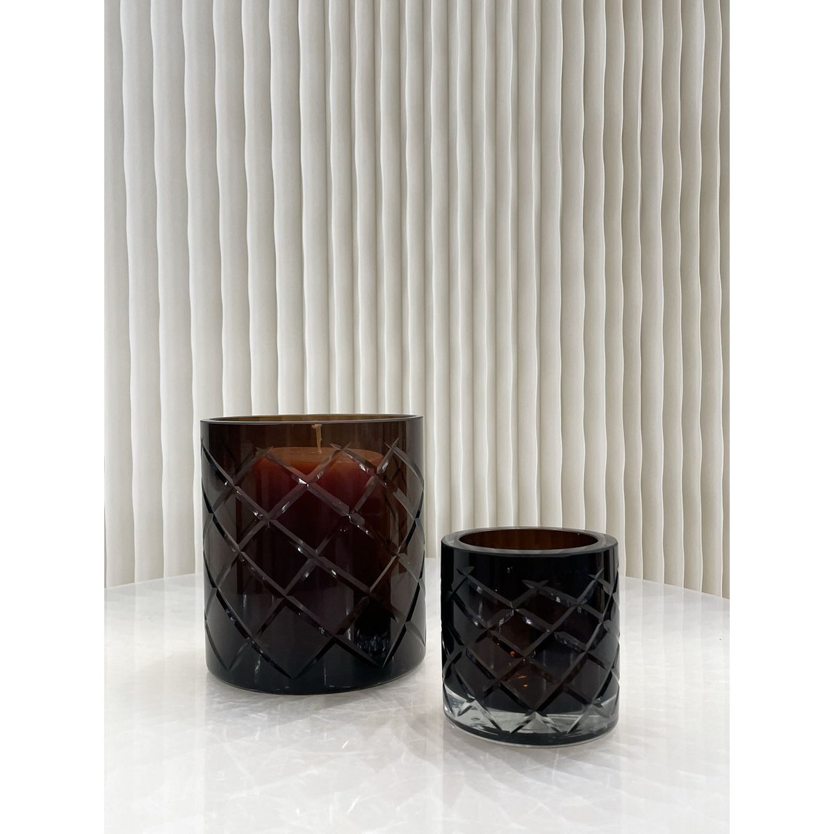 Windlicht 14 cm glas bruin