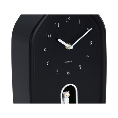 Wandklok Karlsson 29 cm zwart kat