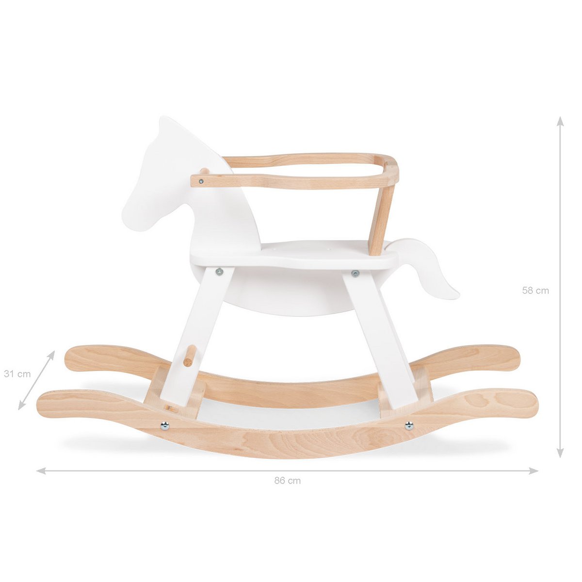 Rocking Horse "Pinolino" with ring, white/natural
