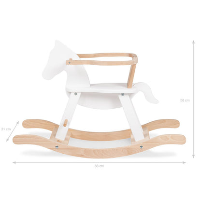 Rocking Horse "Pinolino" with ring, white/natural