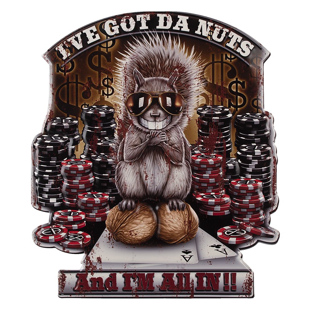 Text board 50x58 cm Brown Red Iron Squirrel Wall Sign