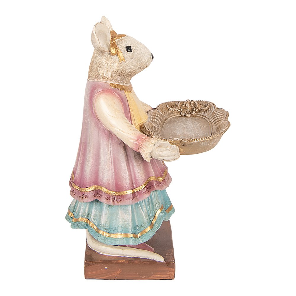 Decoratiebeeld muis 17x15x26 cm beige kunststof