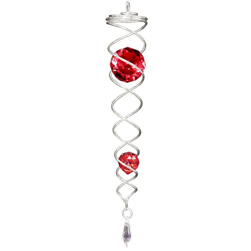 Windspinner 30 cm zilver rood kristal