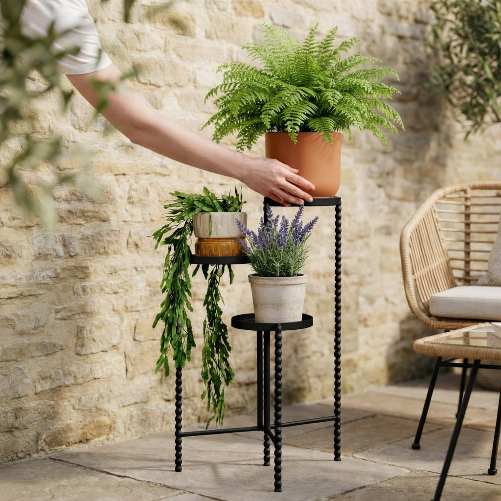 Plantenstandaard 70 cm zwart ijzer