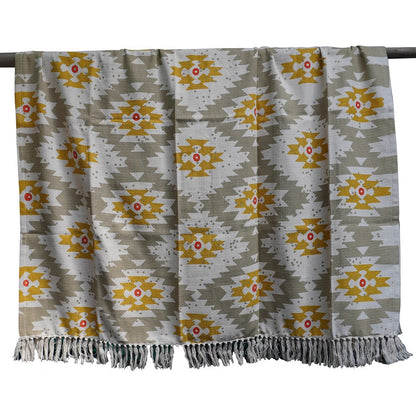 Plaid 130x170 cm katoen geometrisch mosterd
