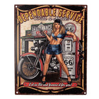 Tekstbord 20x25 cm zwart ijzer vrouw met motor