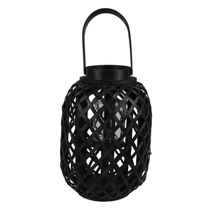 Lantern Ø 22x29 cm Black Bamboo Candle Holder