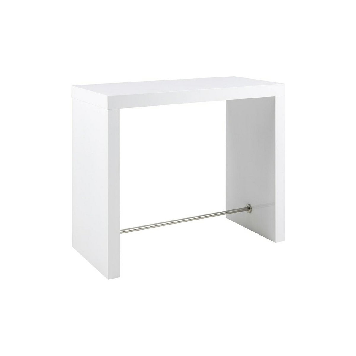Bartafel 130x60x105 cm wit hoogglans MDF staal