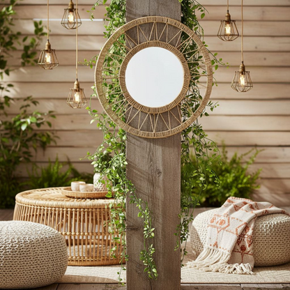 Wandspiegel 60 cm jute lichtbruin