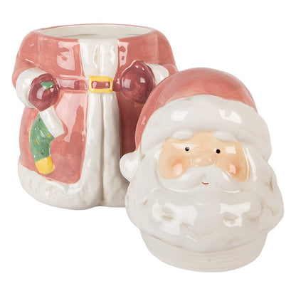 Voorraadpot Kerstman Ø15x26 cm roze keramiek