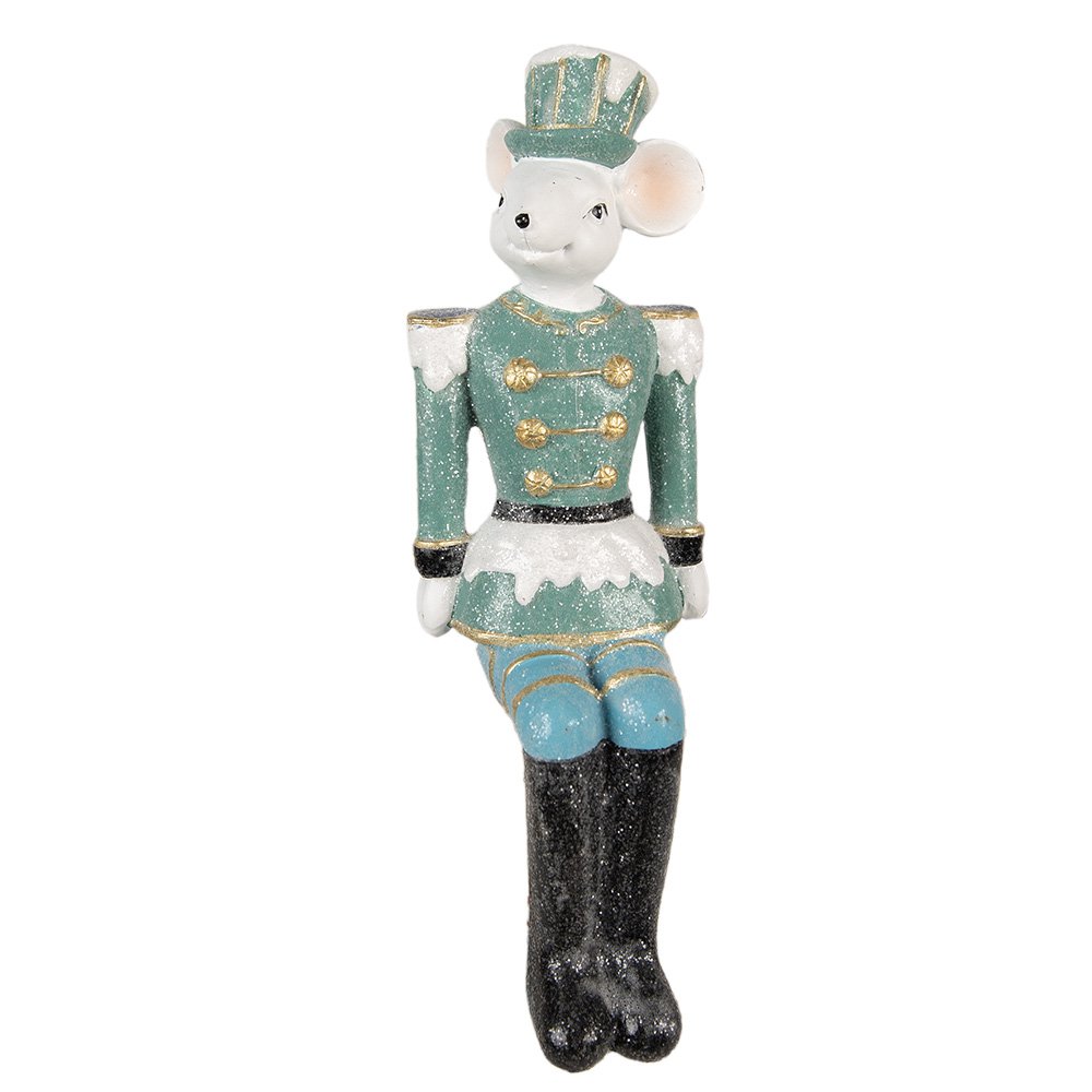 Beeld muis 19 cm blauw polyresin