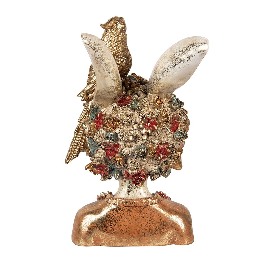 Decoratiebeeld konijn 22x22x34 cm wit goudkleurig