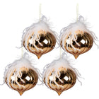 Kerstbal 4 stuks Ø 12 cm goudkleurig wit glas