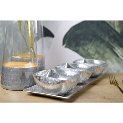 Aperitiefset 3 kopjes aluminium zilver 36,5x17x32 cm